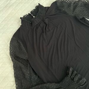 Talbots Black Lace Detail Top